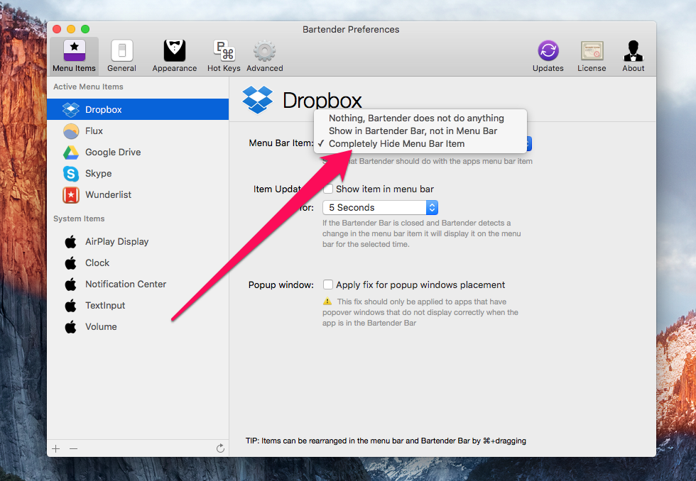 How to move and delete app icons in the menu line in OS X